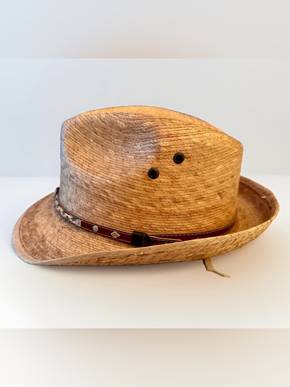 Vtg San Antonio Ranch Hats Western Vintage Straw Fedora Hat Size 7 1/4